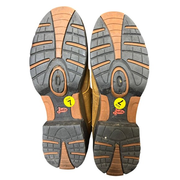 Justin Western Boots Brown Leather Size 7 - Picture 7 of 11